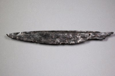 Messer von der Burg Bartenstein, Partenstein, Eisen, 14. Jh., Museum Ahler Kram, Fd. Nr. 2257, H. 3,6 cm, Br. 26,1 cm