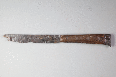 Messer von der Burg Bartenstein, Partenstein, Eisen, Anfang 17. Jh., Museum Ahler Kram, Fd. Nr. 2934, H. 2,7 cm, Br. 21,2 cm