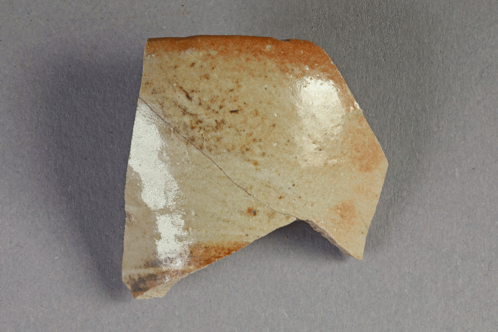 Fragment eines Trichterbechers aus Steinzeug von der Burg Bartensten, Partenstein, 15. Jh., Museum Ahler Kram, Fd. Nr. 2077, H. 4,6 cm, Br. 5,1 cm