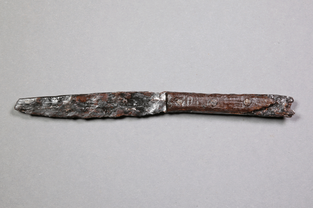 Messer von der Burg Bartenstein, Partenstein, Eisen, 16./17.. Jh., Museum Ahler Kram, Fd. Nr. 2493, H. 1,7 cm, Br. 19,3 cm