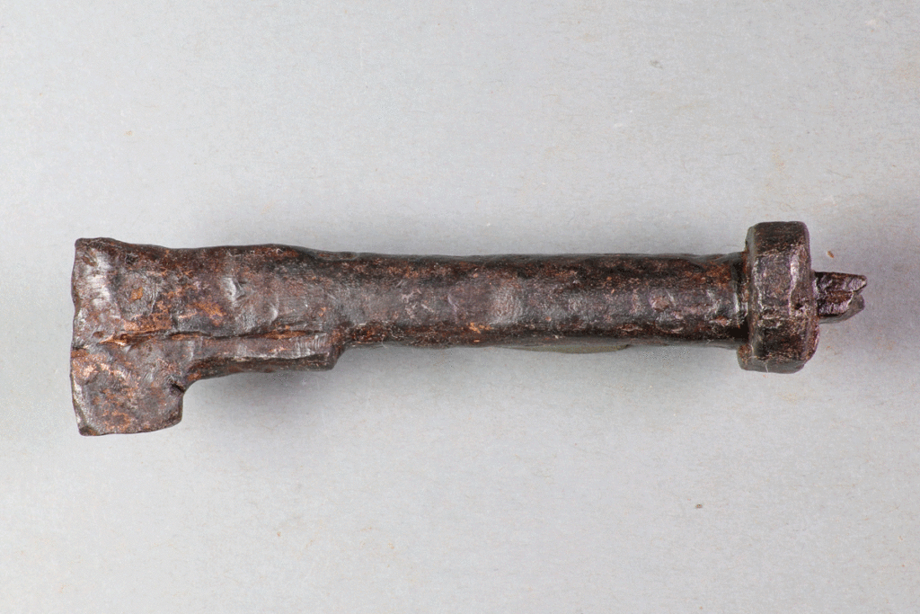 Fragment eines Schlüssels mit Bart aus Eisen von der Burg Bartenstein, Partenstein, Anfang 17. Jh., Museum Ahler Kram, Fd. Nr. 3022, H. 2,4 cm, Br. 8,7 cm